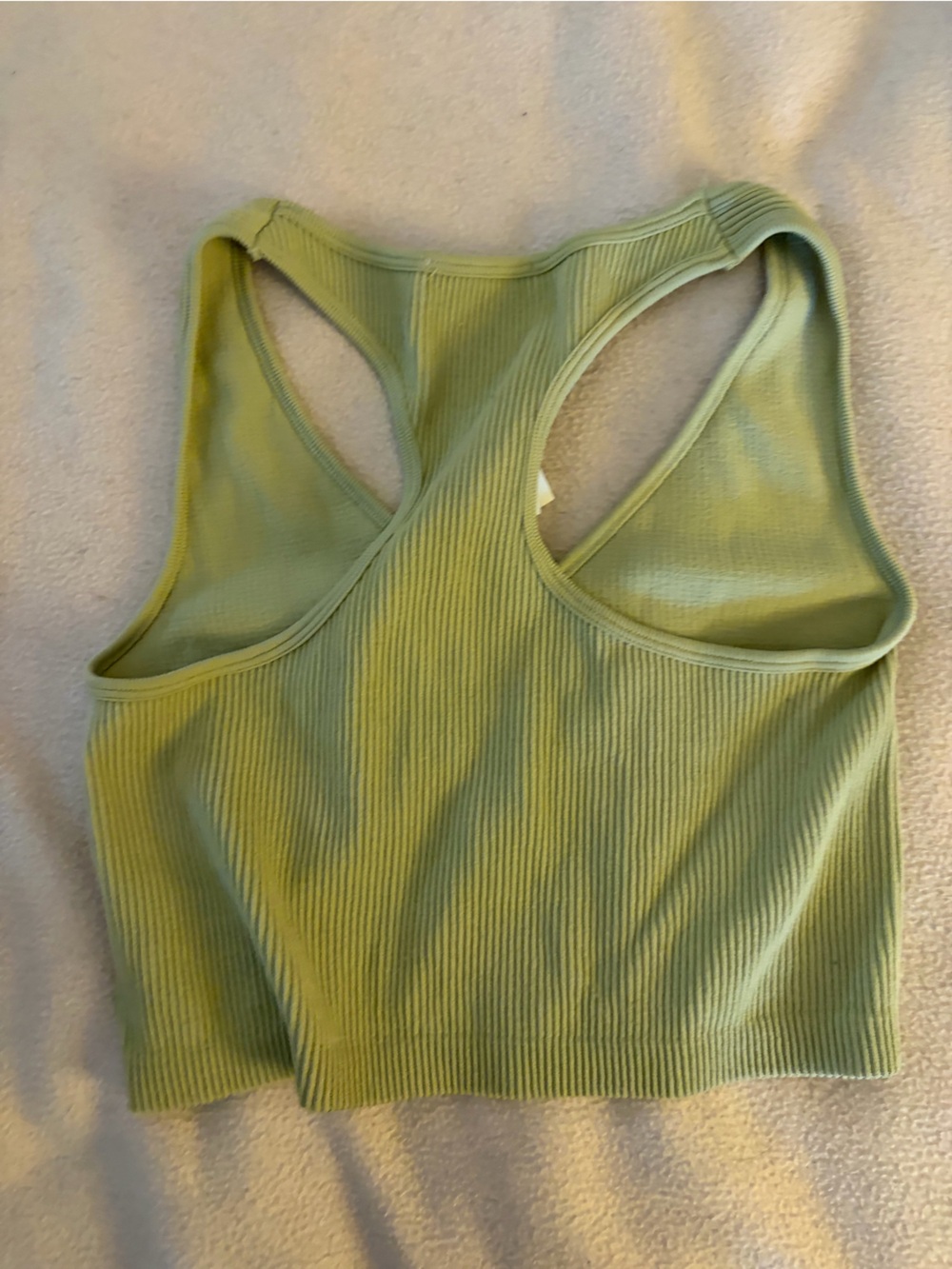 Re/Done Light Olive Ribbed V‑Neck Racerback Tank - Picture 3 of 3